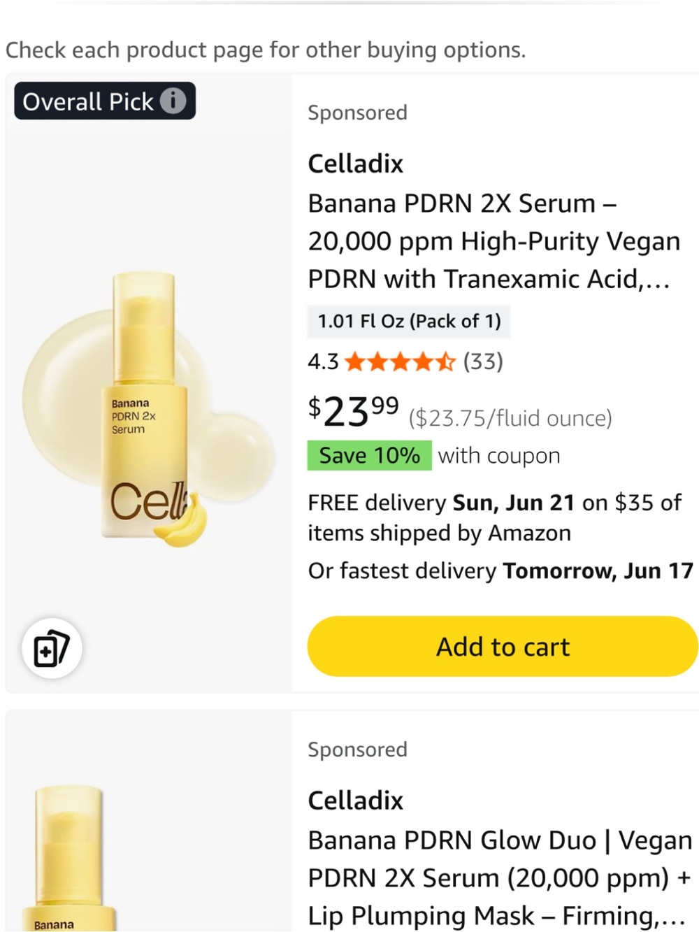 Banana PDRN 2X Serum – Yellow Vegan Brightening Serum